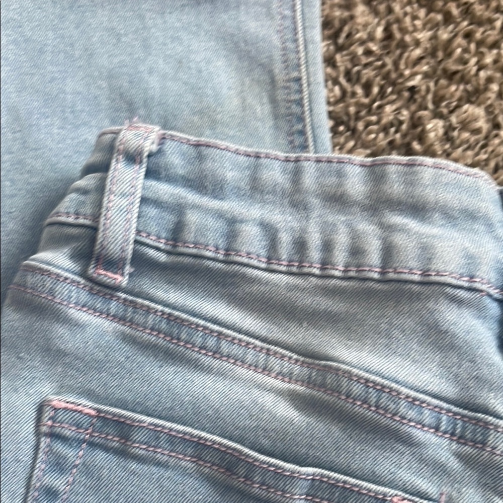 1st Kiss Light Blue Wide Leg Jeans with Pink Floral Accents - Picture 9 of 9